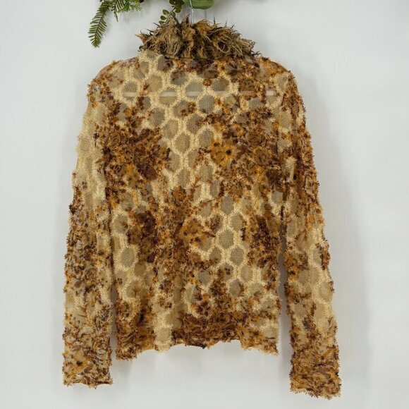 Vintage F.L. Malik Button Up Top Womens Size XL Honey Comb Shag Collar USA RARE - Picture 5 of 7